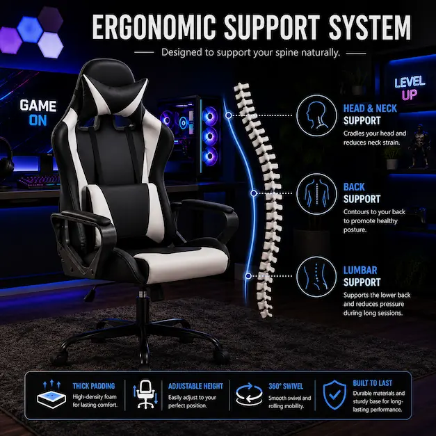 BestOffice High-Back Gaming Chair PC Office Chair 