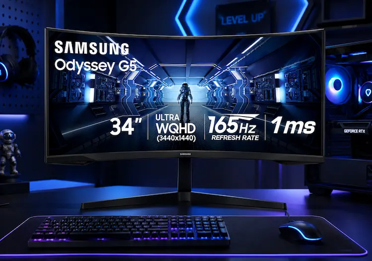 Samsung 34' Odyssey G5 Ultra-Wide Gaming Monitor